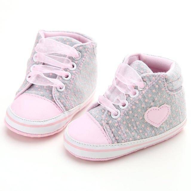 Pink Heart Baby Booties
