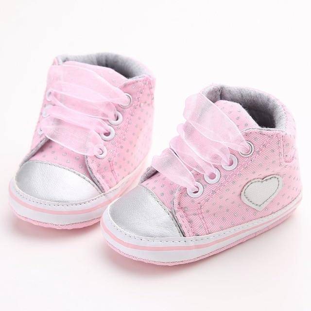 Pink Heart Baby Booties