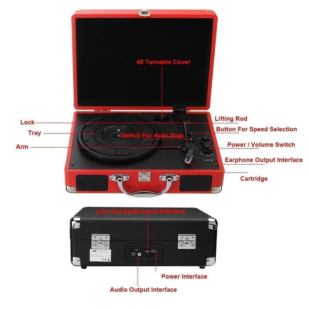 Record Player With Bluetooth Connection & Built-In Speaker