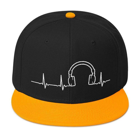 Headphone Heartbeat Snapback Hat