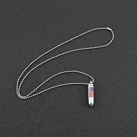 American Flag Bullet Necklace - Cremation Necklace