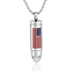 American Flag Bullet Necklace - Cremation Necklace