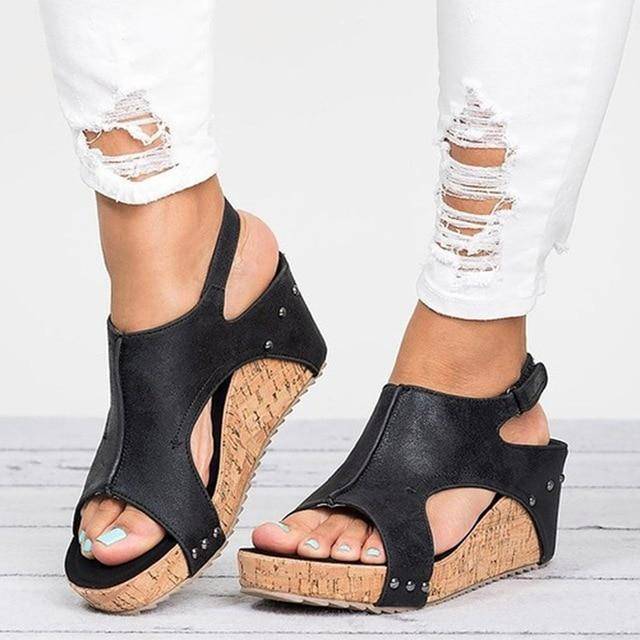 Women's Summer Wedge Leather Sandals