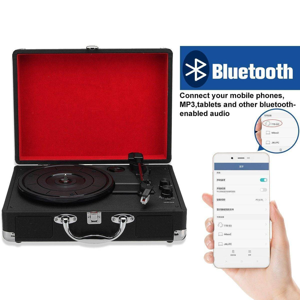 Record Player With Bluetooth Connection & Built-In Speaker