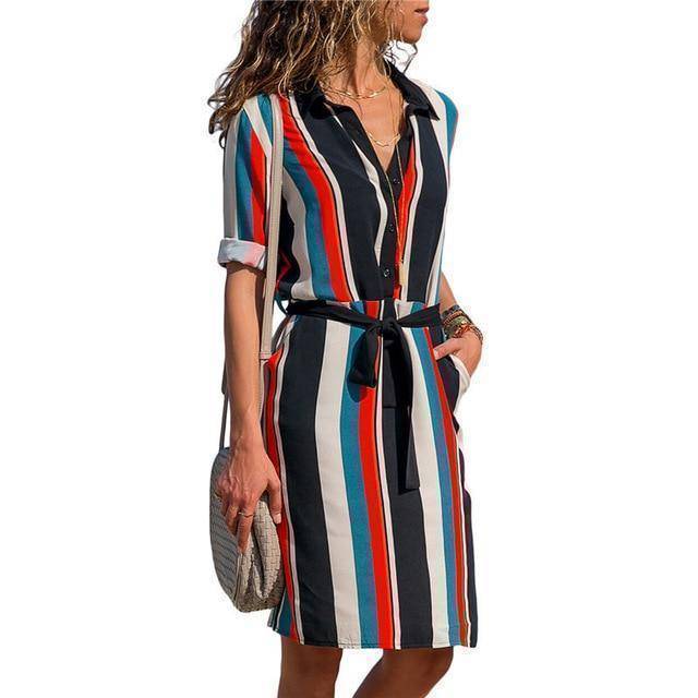 Women's Summer Striped Casual Beach Dress